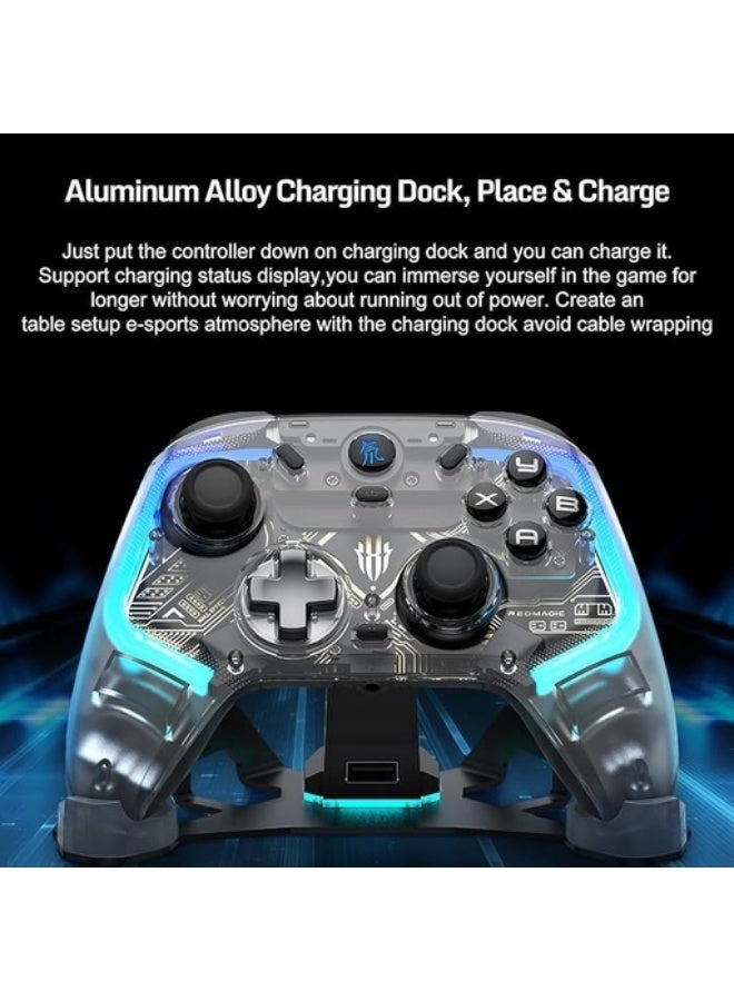 ريد ماجيك ذراع تحكم ألعاب ريد ماجيك سايبر لاسلكي 1000Hz – عصي وأزرار بتقنية Hall Effect، اتصال 3 أوضاع (سلكي / بلوتوث / دونجل 2.4G)، قاعدة شحن من الألمنيوم، توربو وماكرو، متوافق مع الكمبيوتر، أندرويد، iOS، التلفزيون الذكي، اللابتوب و نينتندو سويتش - Image 4